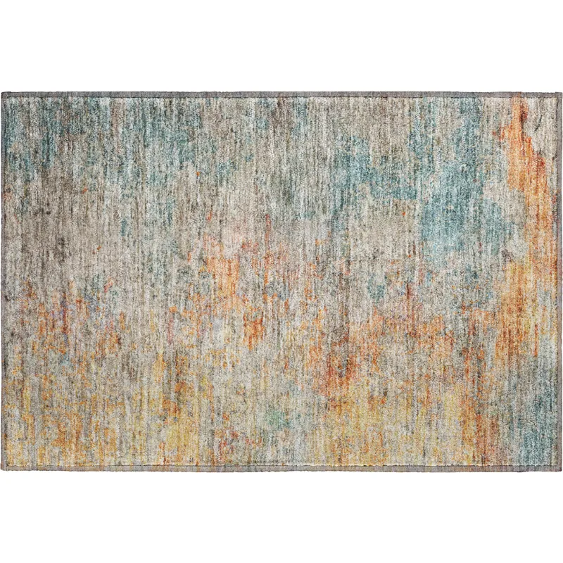 Luxury Washable Trevi Teal 1\'8\" x 2\'6\" Rug