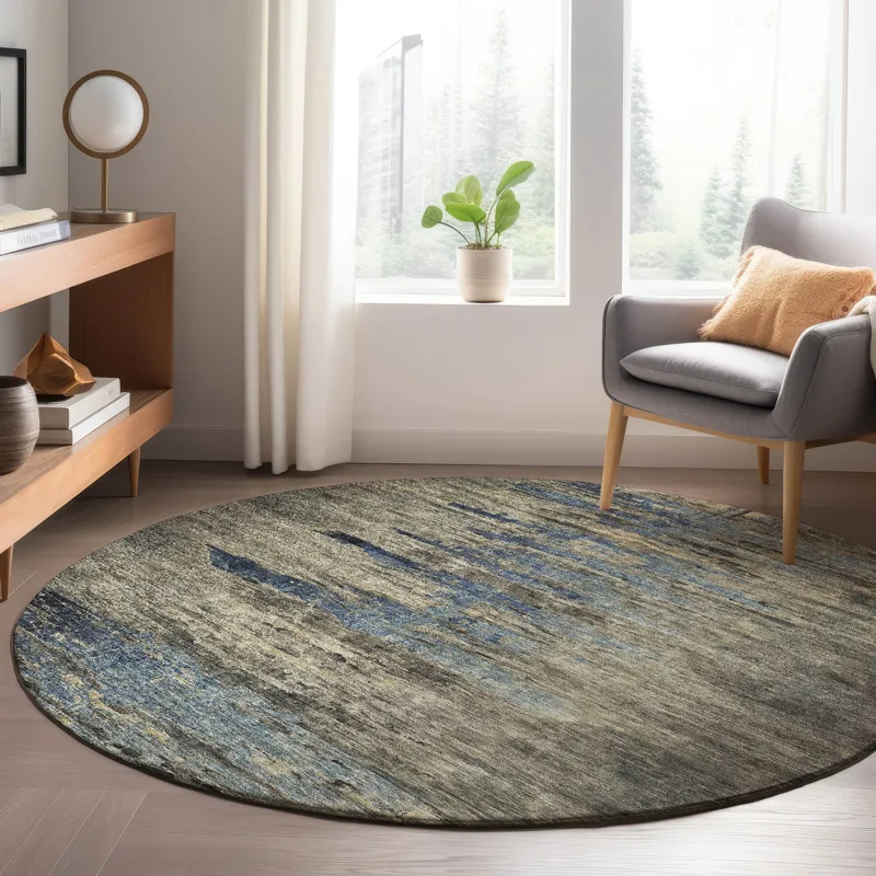 Luxury Washable Trevi Coffee 8\' x 8\' Round Rug