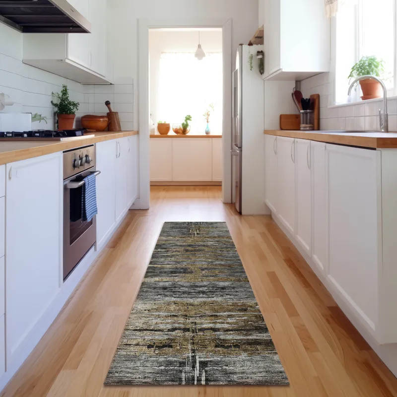 Luxury Washable Trevi Gray 2\'3\" x 7\'6\" Runner Rug