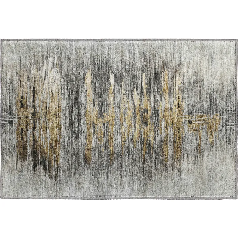 Luxury Washable Trevi Gray 1\'8\" x 2\'6\" Rug