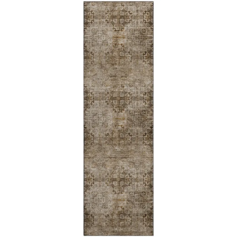Luxury Washable Trevi Taupe 2\'3\" x 7\'6\" Runner Rug
