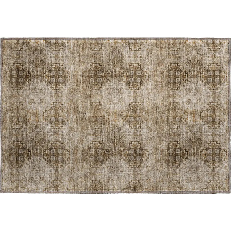 Luxury Washable Trevi Taupe 1\'8\" x 2\'6\" Rug