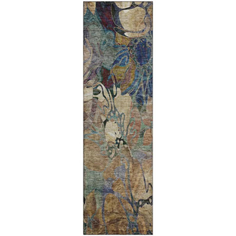 Luxury Washable Trevi Beige 2\'3\" x 7\'6\" Runner Rug