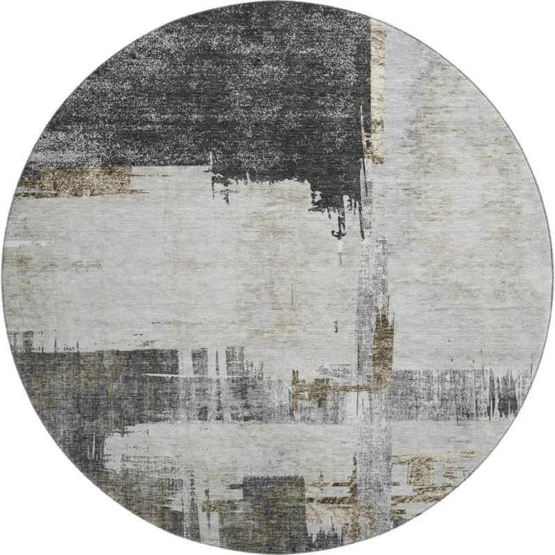Luxury Washable Trevi Gray 8\' x 8\' Round Rug