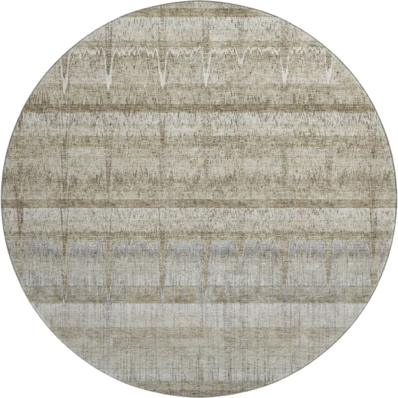 Luxury Washable Trevi Taupe 8\' x 8\' Round Rug