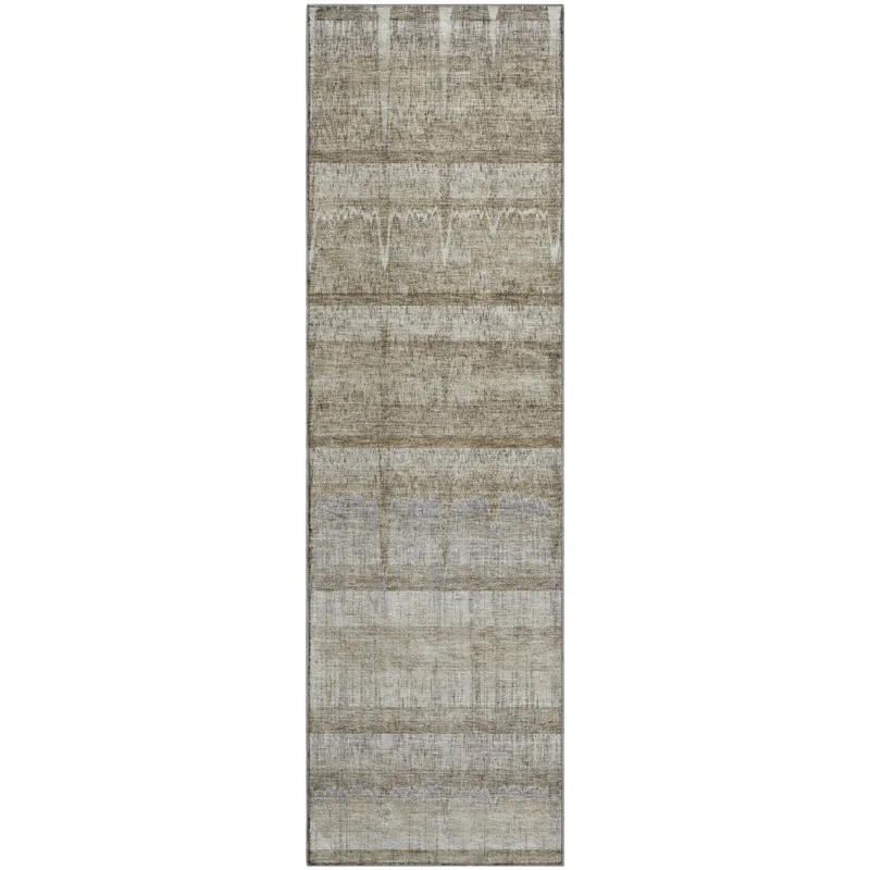 Luxury Washable Trevi Taupe 2\'3\" x 7\'6\" Runner Rug