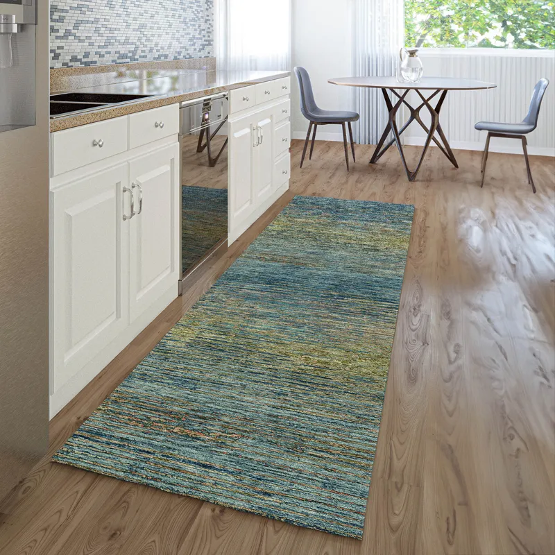 Luxury Washable Trevi Denim 2\'3\" x 7\'6\" Runner Rug