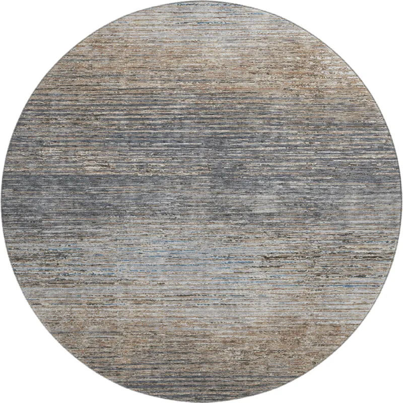 Luxury Washable Trevi Pewter 8\' x 8\' Round Rug