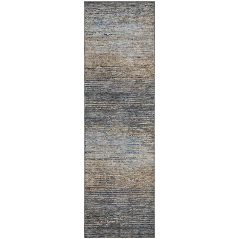 Luxury Washable Trevi Pewter 2\'3\" x 7\'6\" Runner Rug