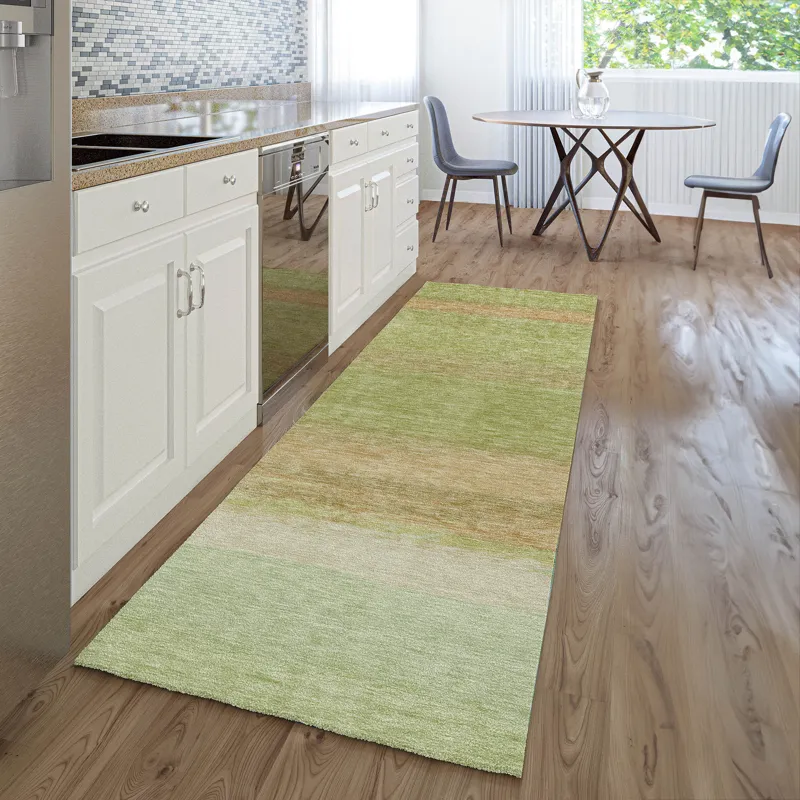 Luxury Washable Trevi Aloe 2\'3\" x 7\'6\" Runner Rug