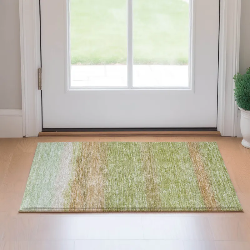 Luxury Washable Trevi Aloe 1\'8\" x 2\'6\" Rug