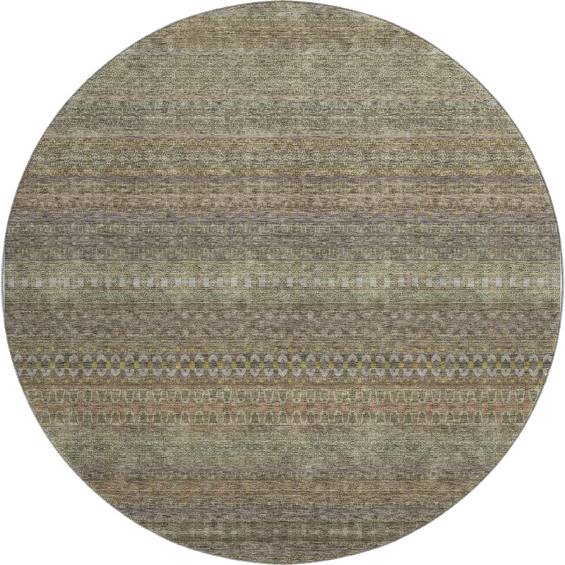 Luxury Washable Trevi Khaki 8\' x 8\' Round Rug
