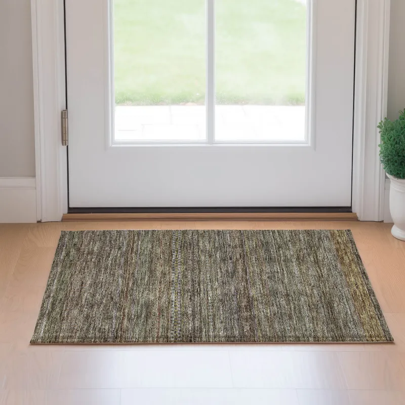 Luxury Washable Trevi Khaki 1\'8\" x 2\'6\" Rug
