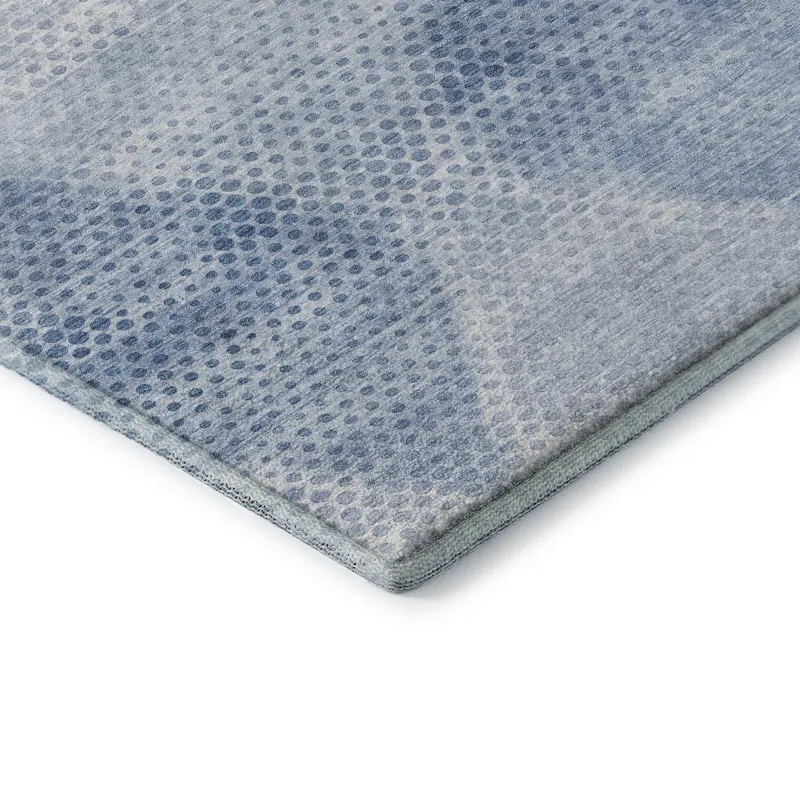 Luxury Washable Trevi Blue 2\'3\" x 7\'6\" Runner Rug