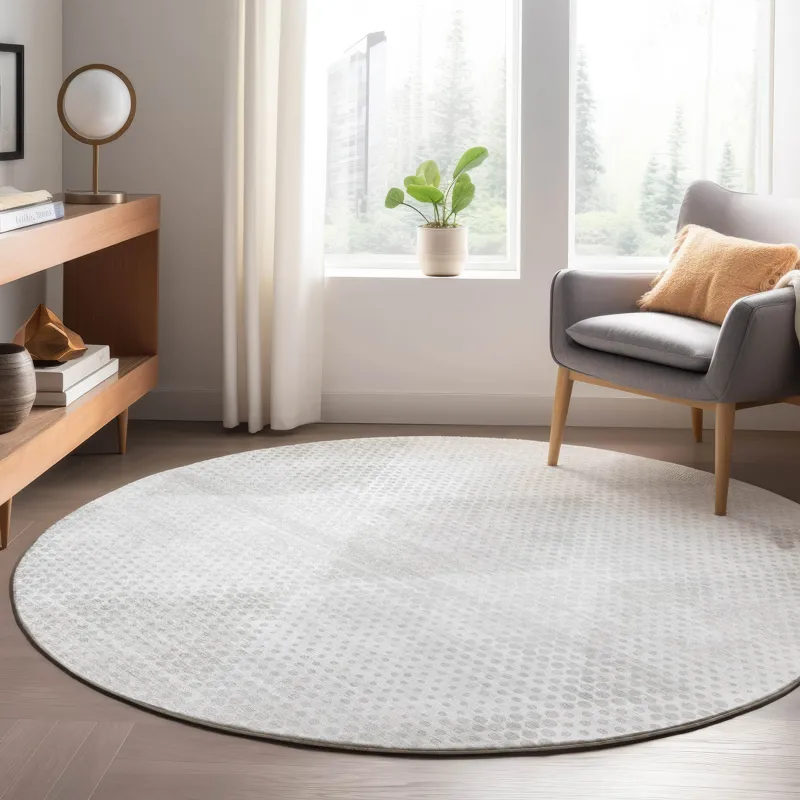 Luxury Washable Trevi Ivory 8\' x 8\' Round Rug