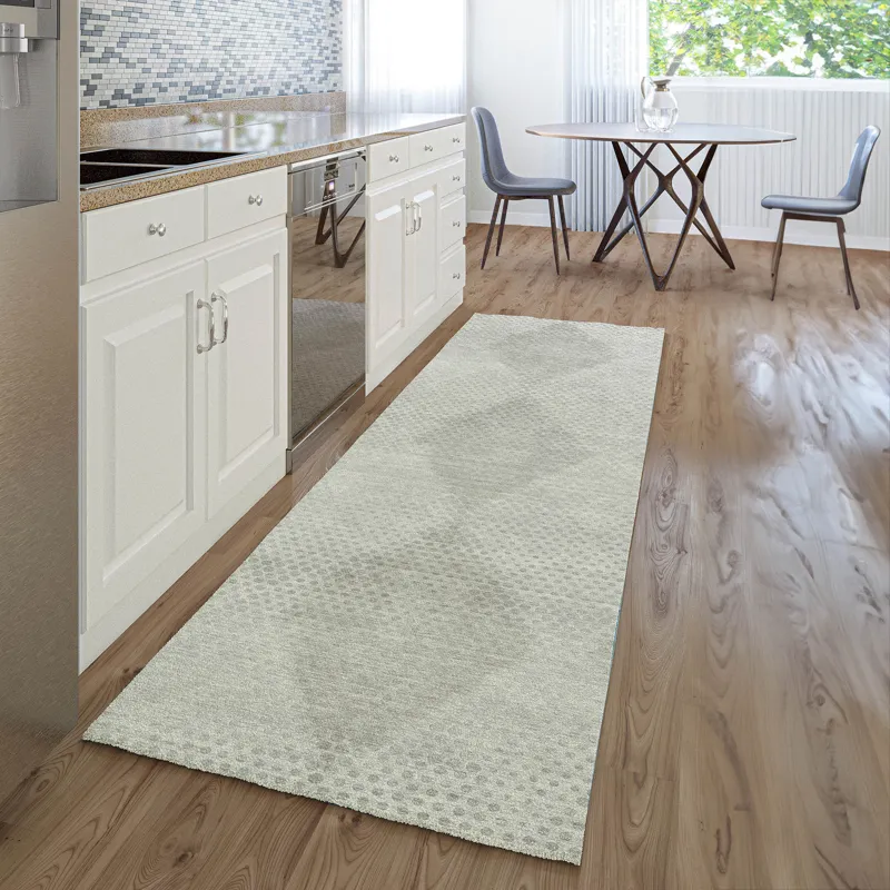 Luxury Washable Trevi Ivory 2\'3\" x 7\'6\" Runner Rug