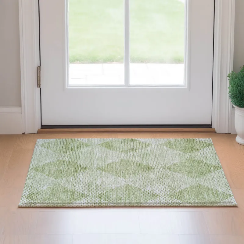 Luxury Washable Trevi Mint 1\'8\" x 2\'6\" Rug