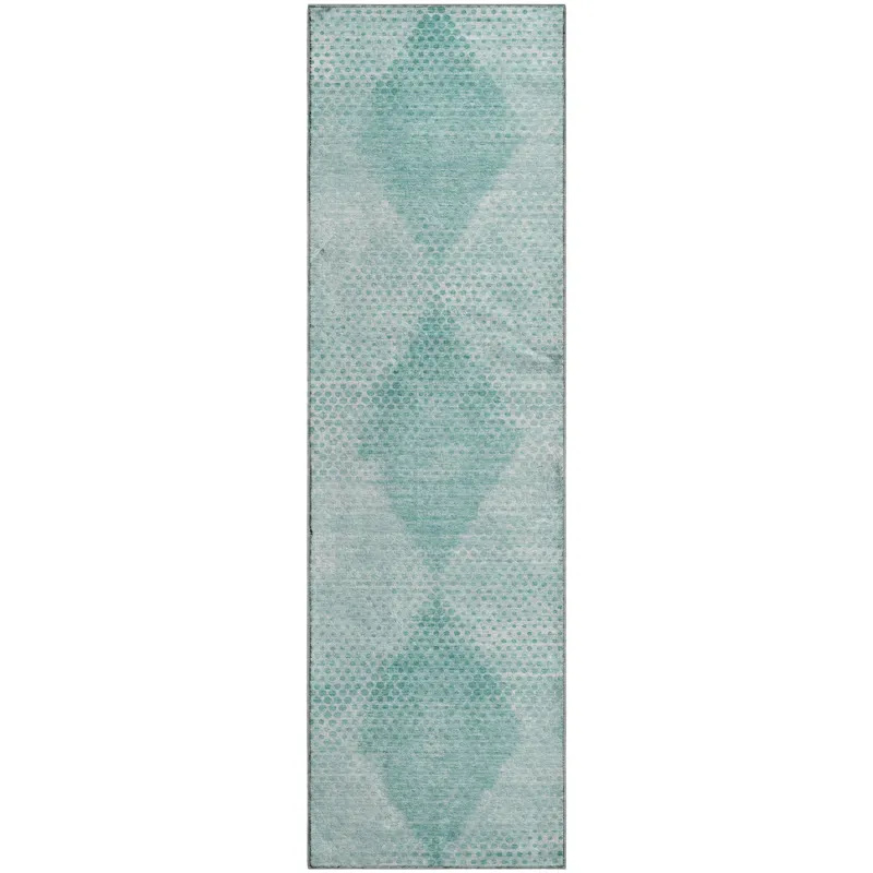 Luxury Washable Trevi Teal 2\'3\" x 7\'6\" Runner Rug