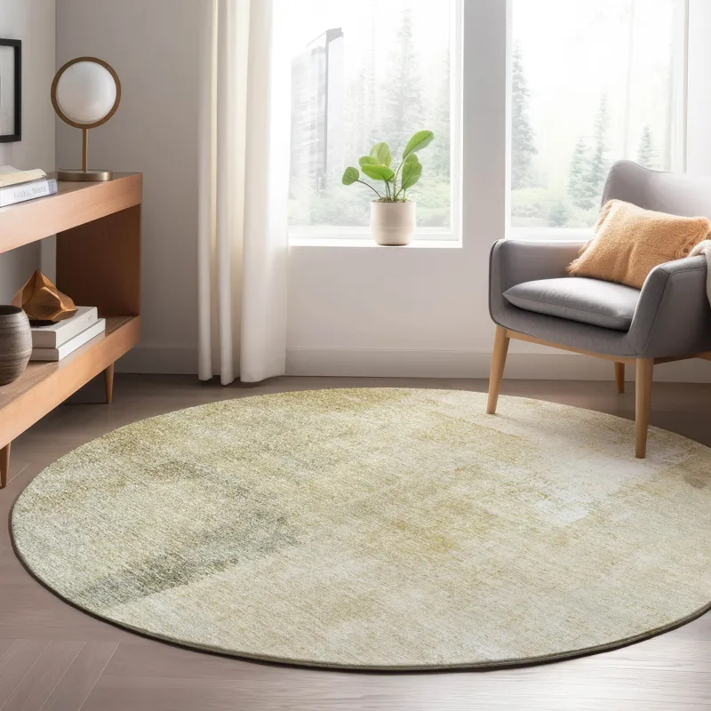 Luxury Washable Trevi Wheat 8\' x 8\' Round Rug