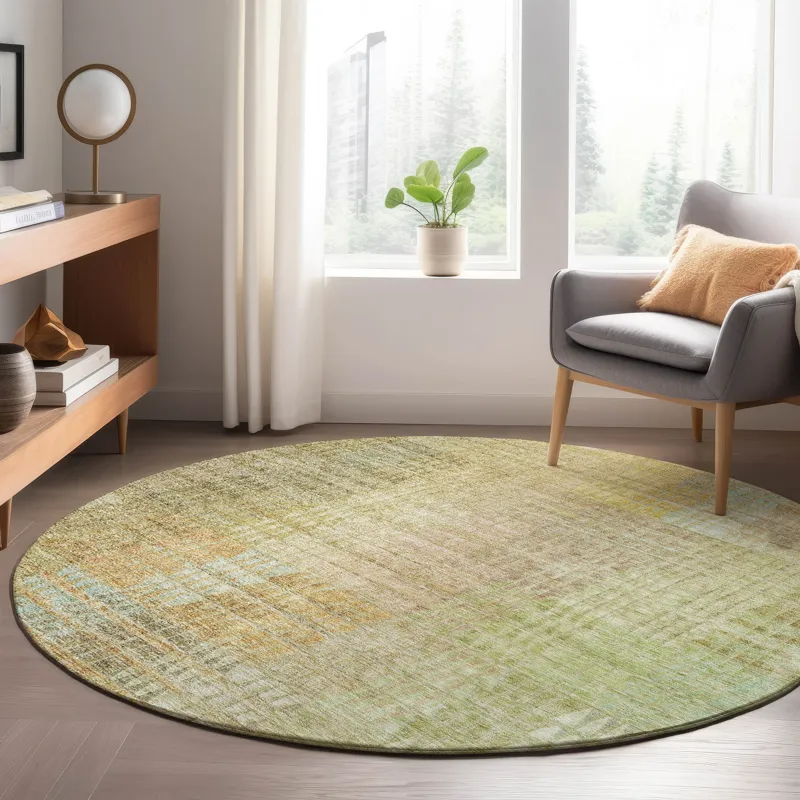 Luxury Washable Trevi Beige 8\' x 8\' Round Rug