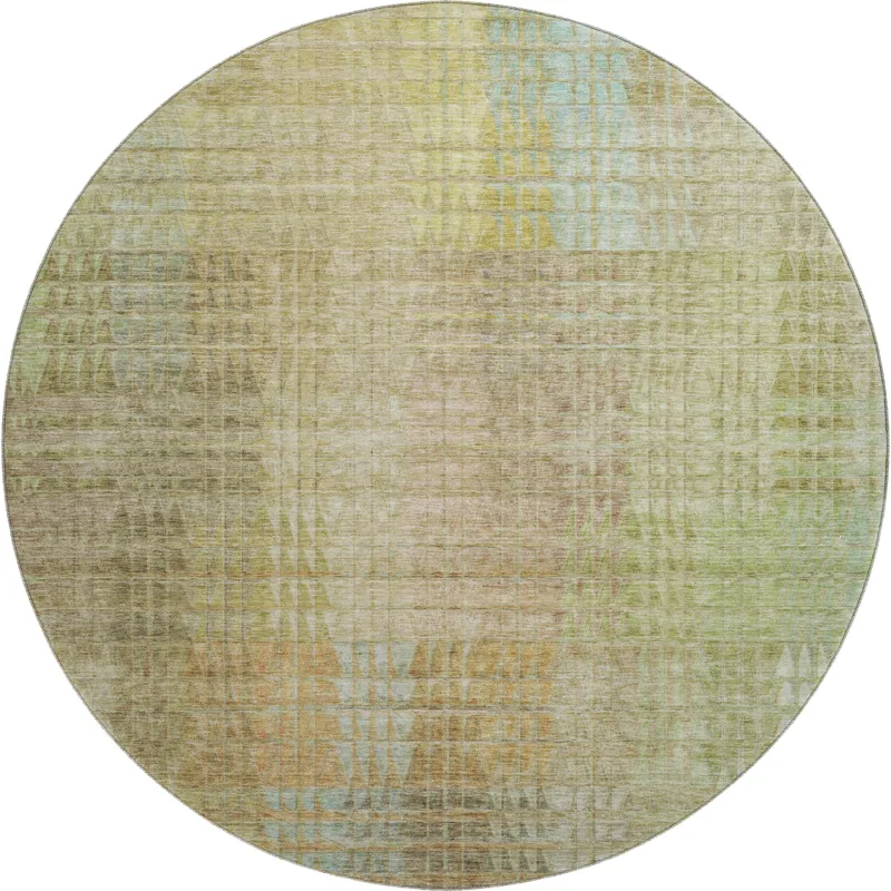 Luxury Washable Trevi Beige 8\' x 8\' Round Rug