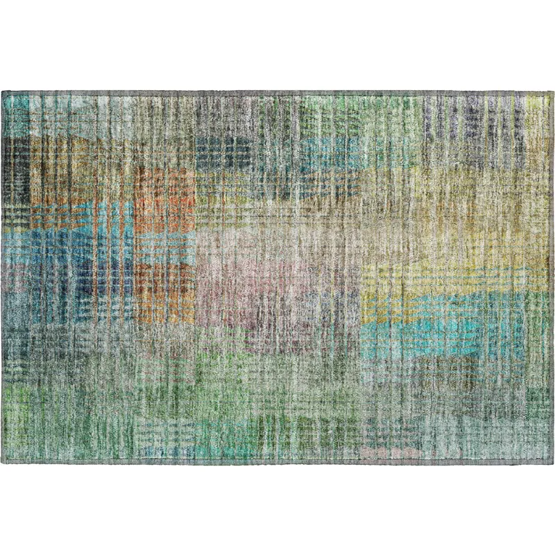 Luxury Washable Trevi Green 1\'8\" x 2\'6\" Rug