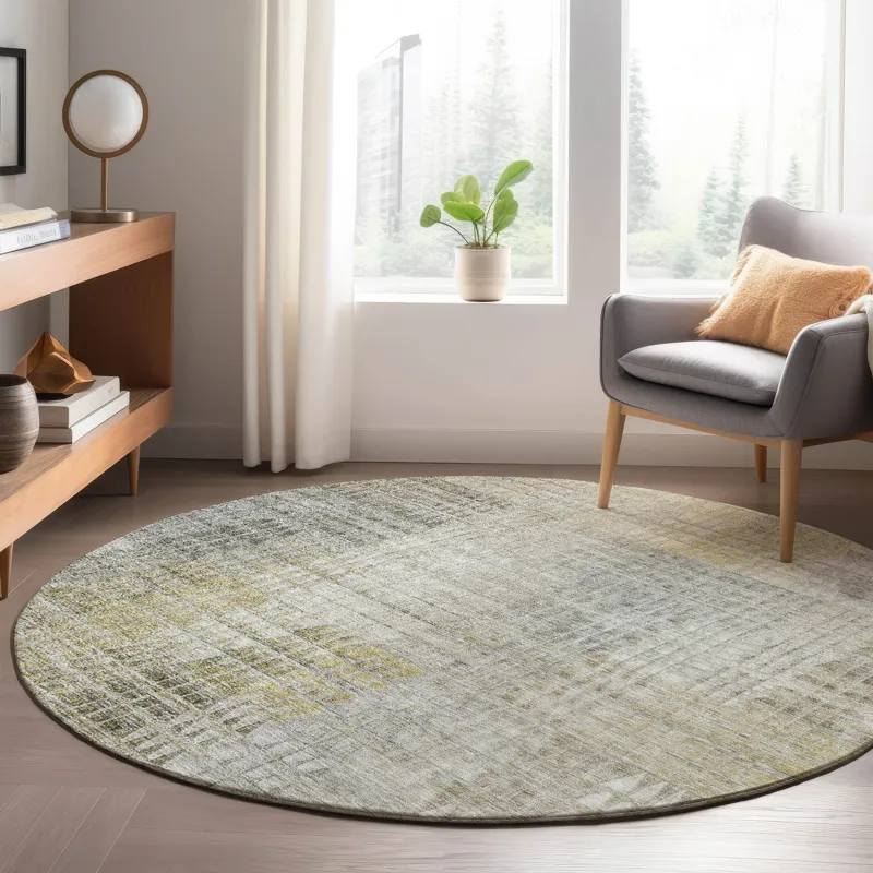 Luxury Washable Trevi Taupe 8\' x 8\' Round Rug