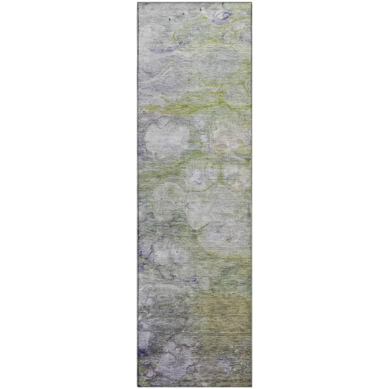 Luxury Washable Trevi Aloe 2\'3\" x 7\'6\" Runner Rug