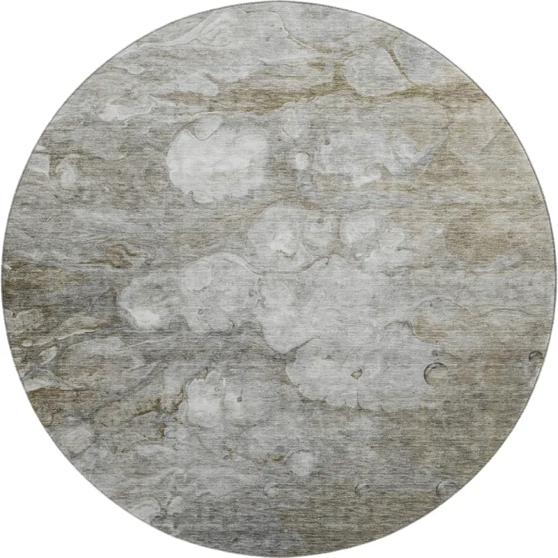 Luxury Washable Trevi Taupe 8\' x 8\' Round Rug
