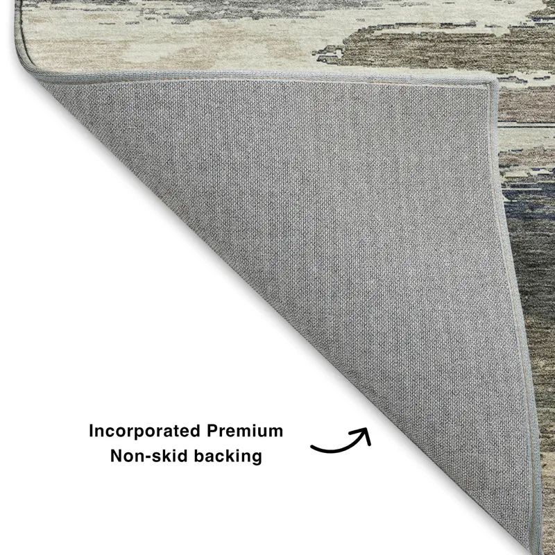 Luxury Washable Trevi Black 2\'3\" x 7\'6\" Runner Rug