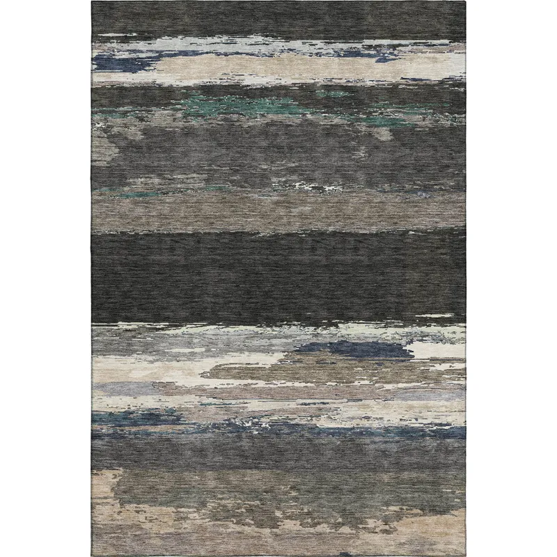 Luxury Washable Trevi Black 5\' x 7\'6\" Rug