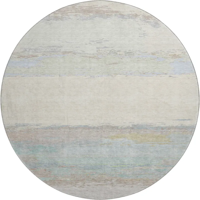 Luxury Washable Trevi Ivory 8\' x 8\' Round Rug