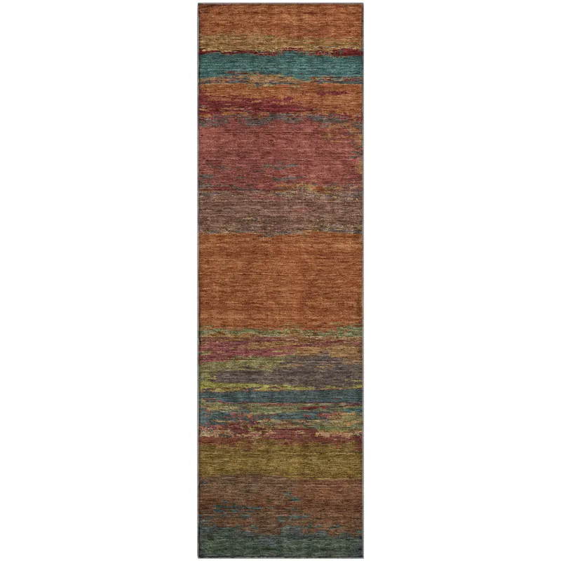 Luxury Washable Trevi Terracotta 2\'3\" x 7\'6\" Runner Rug