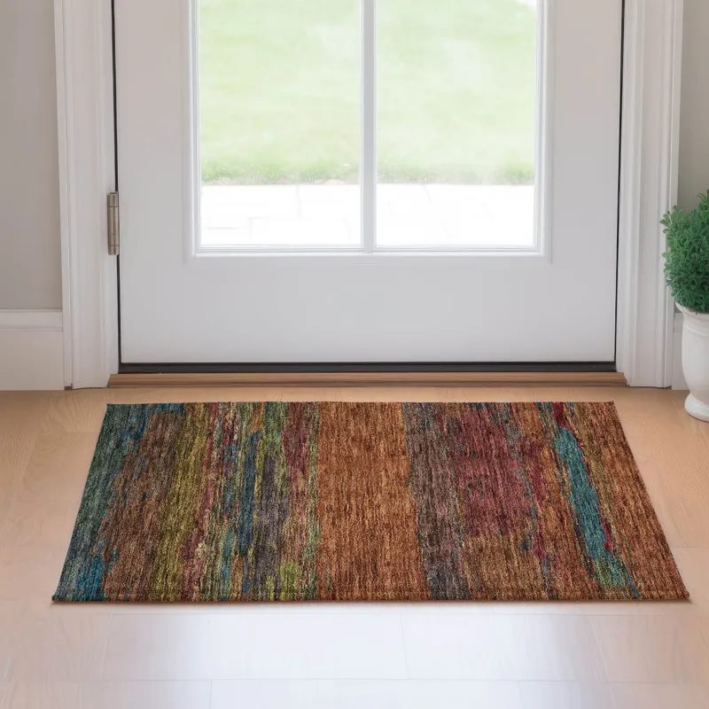 Luxury Washable Trevi Terracotta 1\'8\" x 2\'6\" Rug