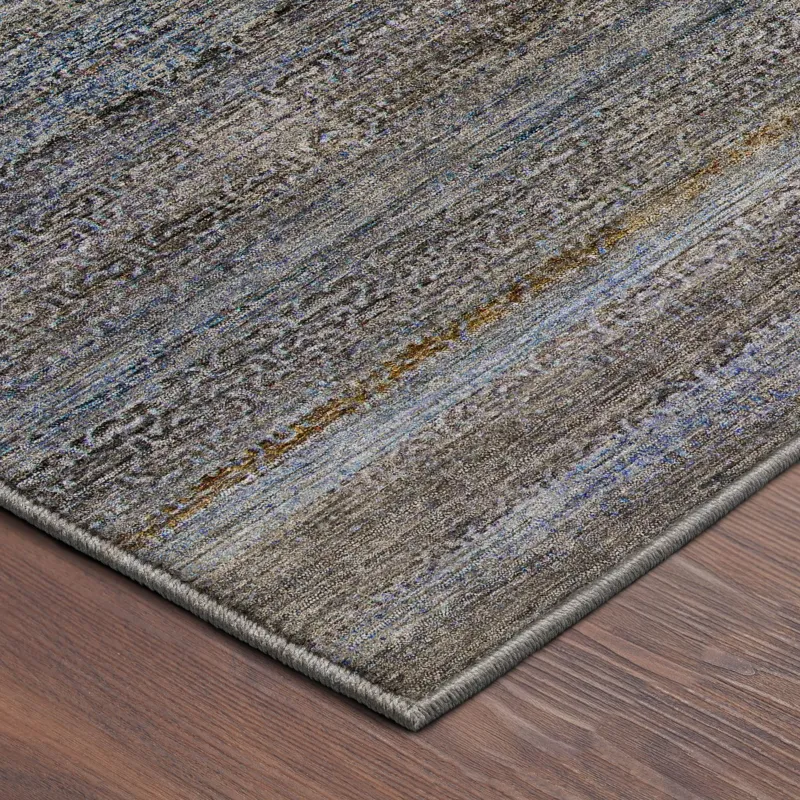 Machine Washable Vico Blue 2\'3\" x 7\'6\" Runner Rug