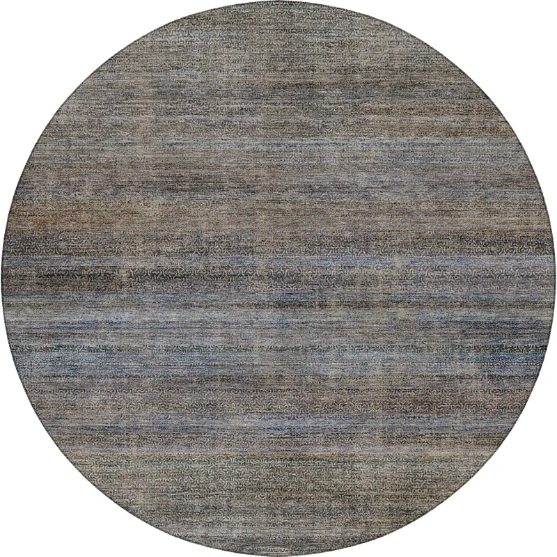 Machine Washable Vico Blue 8\' x 8\' Round Rug