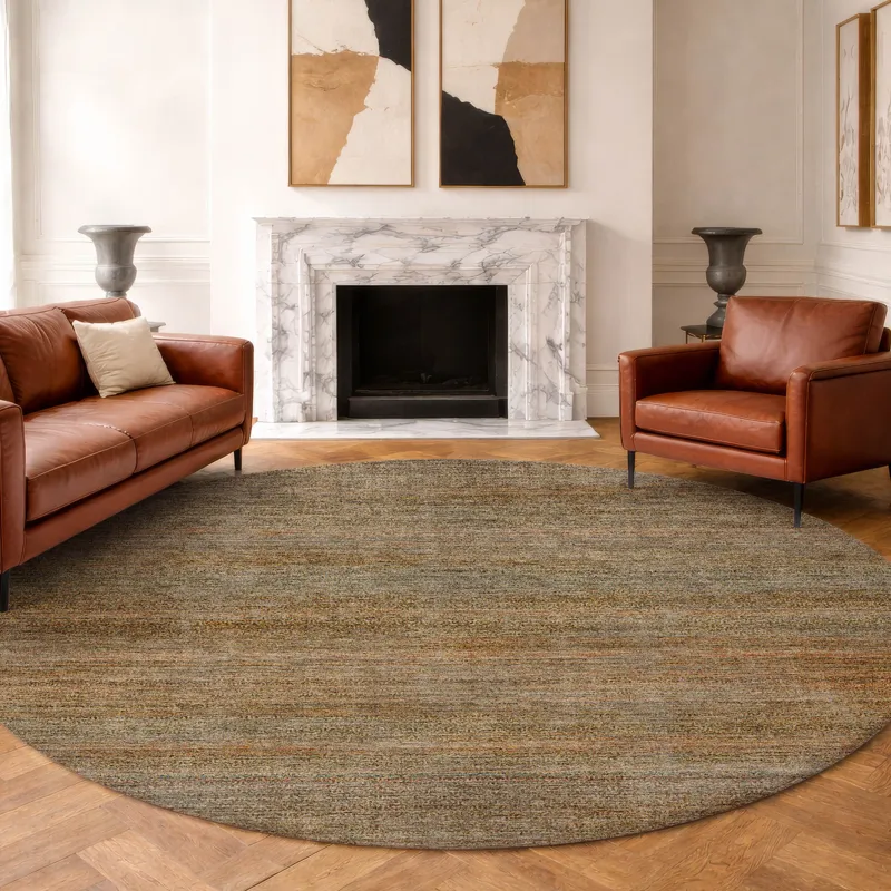 Machine Washable Vico Copper 8\' x 8\' Round Rug