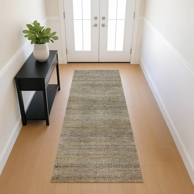 Machine Washable Vico Taupe 2\'3\" x 7\'6\" Runner Rug