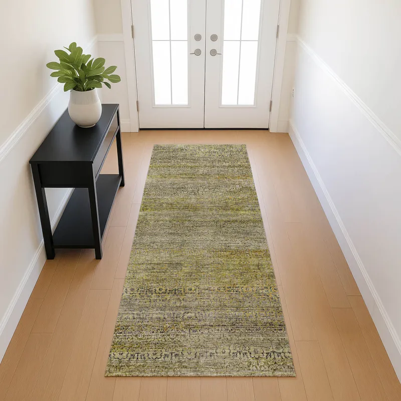 Machine Washable Vico Aloe 2\'3\" x 7\'6\" Runner Rug