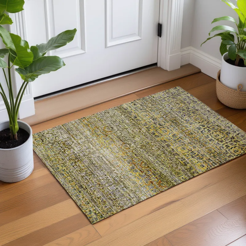 Machine Washable Vico Aloe 1\'8\" x 2\'6\" Rug