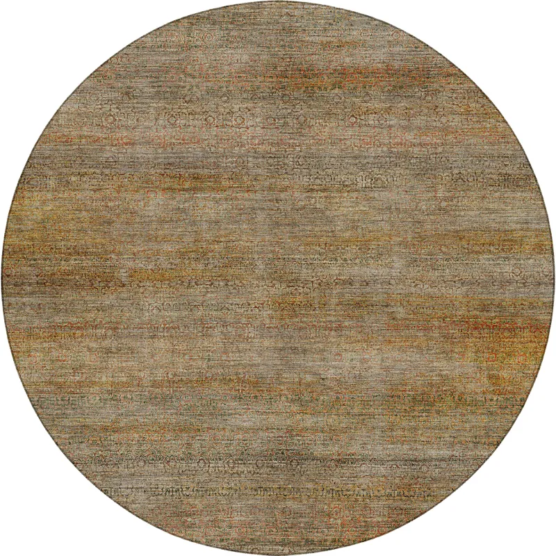 Machine Washable Vico Khaki 8\' x 8\' Round Rug