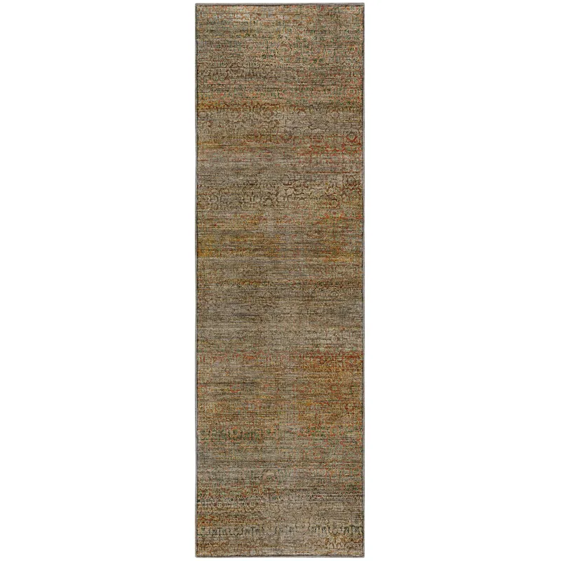 Machine Washable Vico Khaki 2\'3\" x 7\'6\" Runner Rug