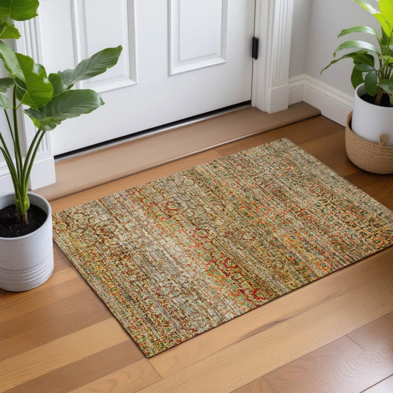 Machine Washable Vico Khaki 1\'8\" x 2\'6\" Rug
