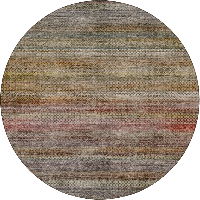 Machine Washable Vico Chocolate 8\' x 8\' Round Rug