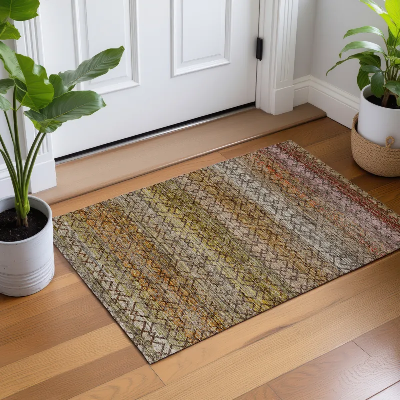 Machine Washable Vico Chocolate 1\'8\" x 2\'6\" Rug