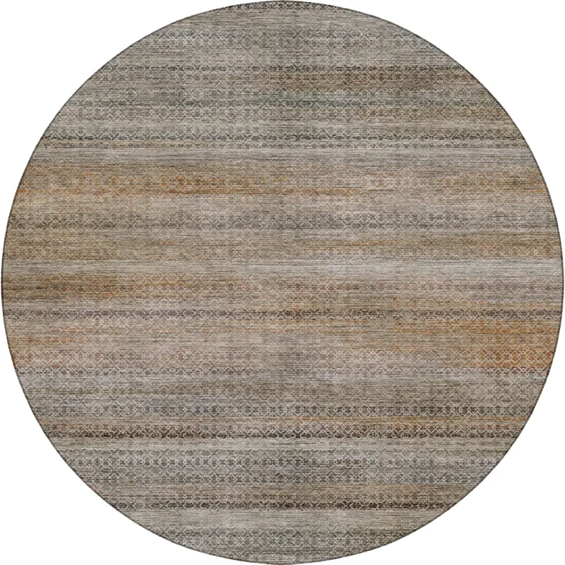 Machine Washable Vico Khaki 8\' x 8\' Round Rug