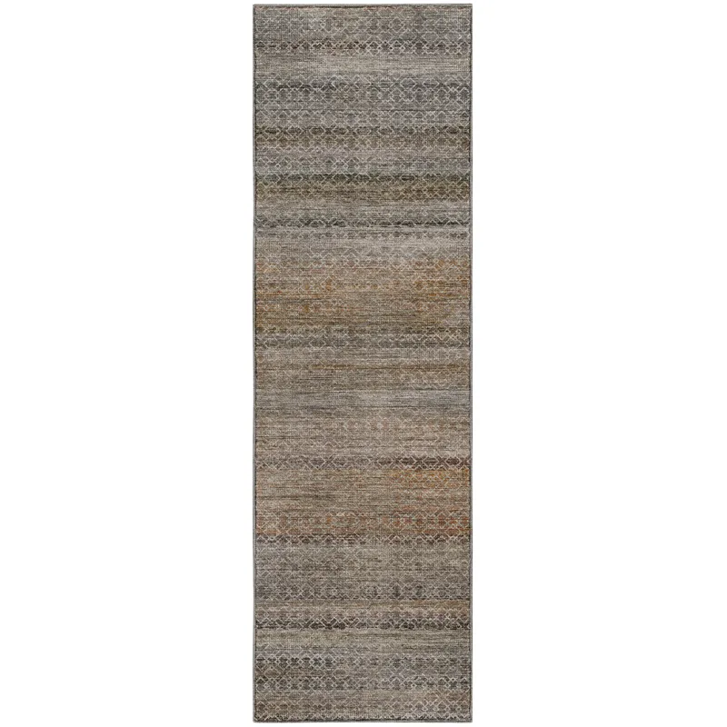 Machine Washable Vico Khaki 2\'3\" x 7\'6\" Runner Rug