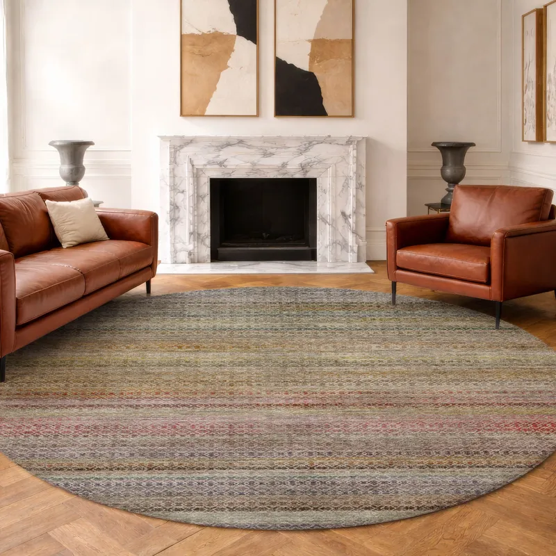 Machine Washable Vico Multi 8\' x 8\' Round Rug
