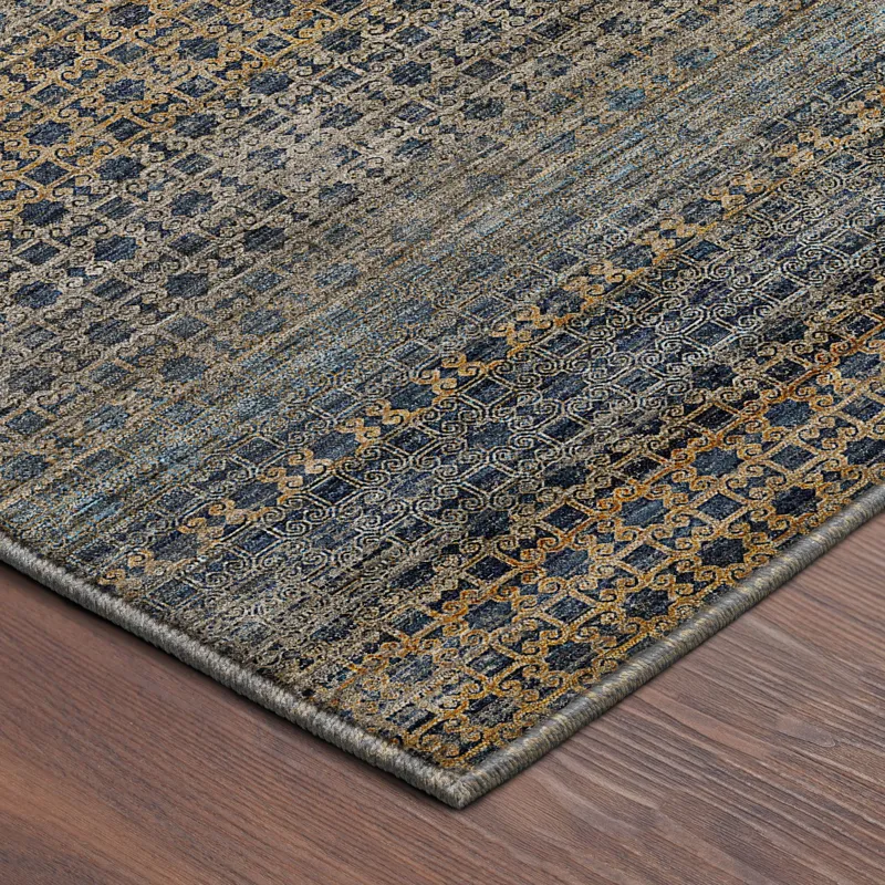 Machine Washable Vico Navy 6\'6\" x 9\'6\" Rug