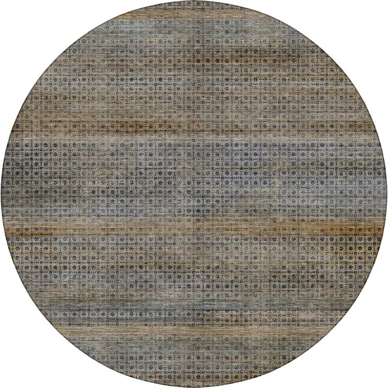 Machine Washable Vico Navy 8\' x 8\' Round Rug